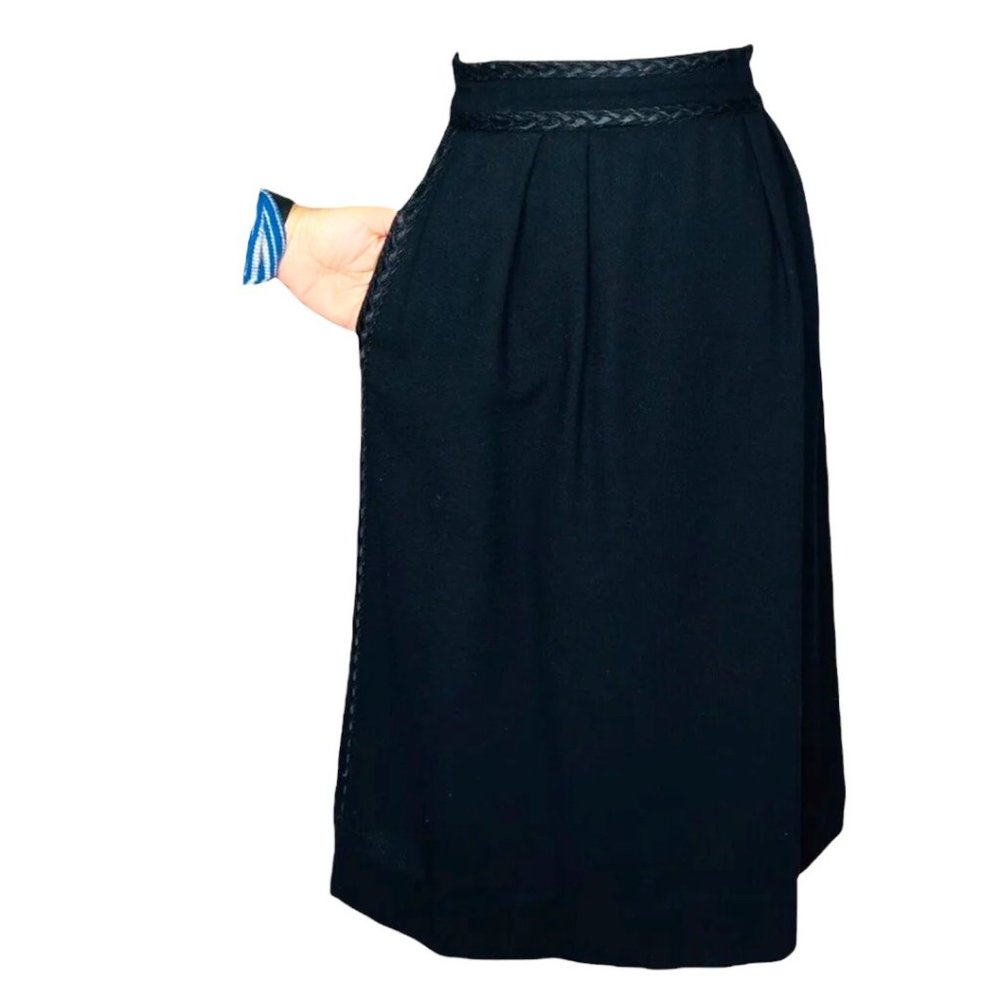 Limited Editions 60s Wool Skirt Suit Embroidered Piping Details Black EUC VINTG - Picture 13 of 13